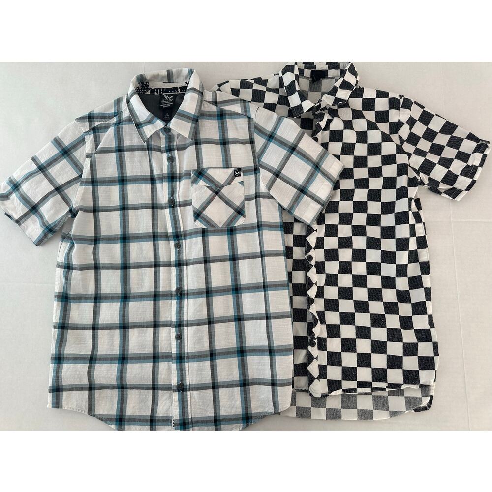 Lot of 2 Boys Button Up Shirts Size L 12/14 Art Class & Shaun White Short Sleeve